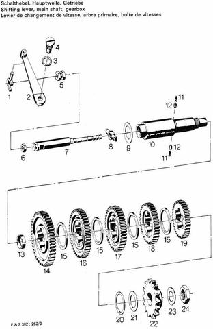 Abtrieswelle mit Getriberädern Sachs Motor - (Schaltung)